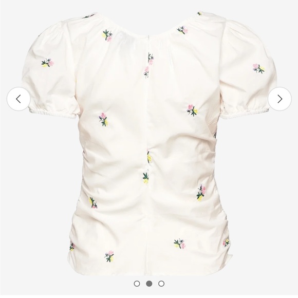 Noella Samantha Blouse top off White Floral Puff Sleeve embroidered - Picture 3 of 7